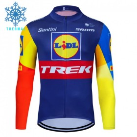 Wielershirt 2024 Lidl-Trek Lange Mouw Winter Thermal Fleece Blauw